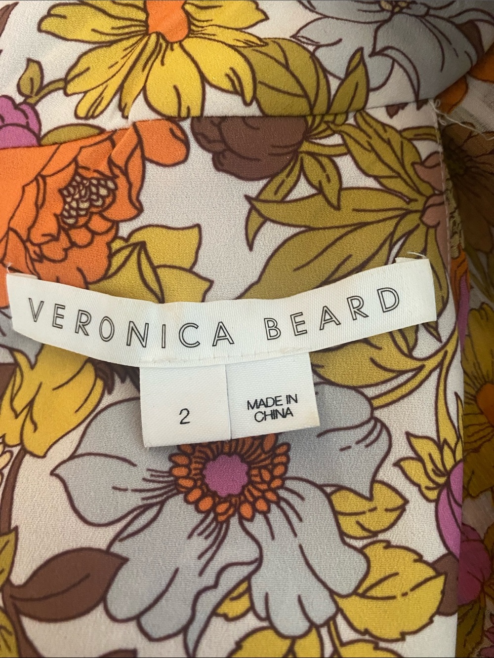 Veronica Beard Silk Kailani Garden Floral Top Stone Multi Sz 2 - Picture 5 of 11